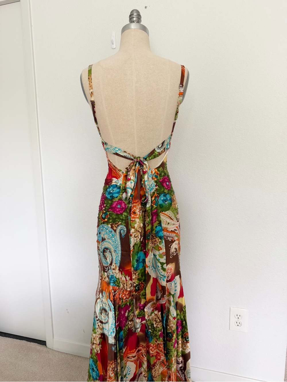 Vintage Niki Livas Silk Beaded Mermaid Maxi Dress Size 4 - Picture 4 of 5
